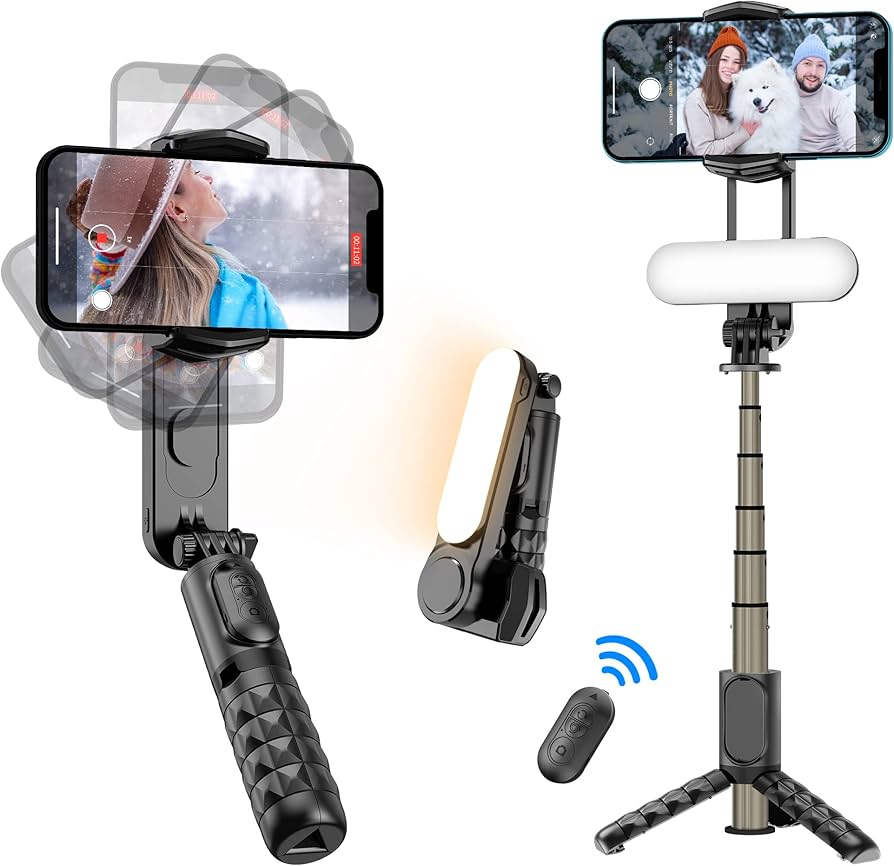 Gimbal Estabilizador Multifuncional Q18 con Luz Rotación 360°