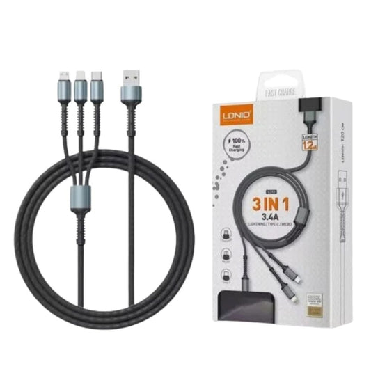 Cable de Carga 3 en 1 Ultra Resistente