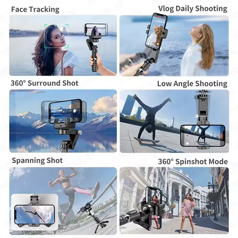 Gimbal Estabilizador Multifuncional Q18 con Luz Rotación 360°