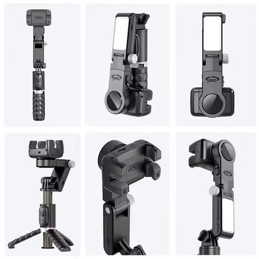 Gimbal Estabilizador Selfie Stick Q18 con Luz y Rotación 360°