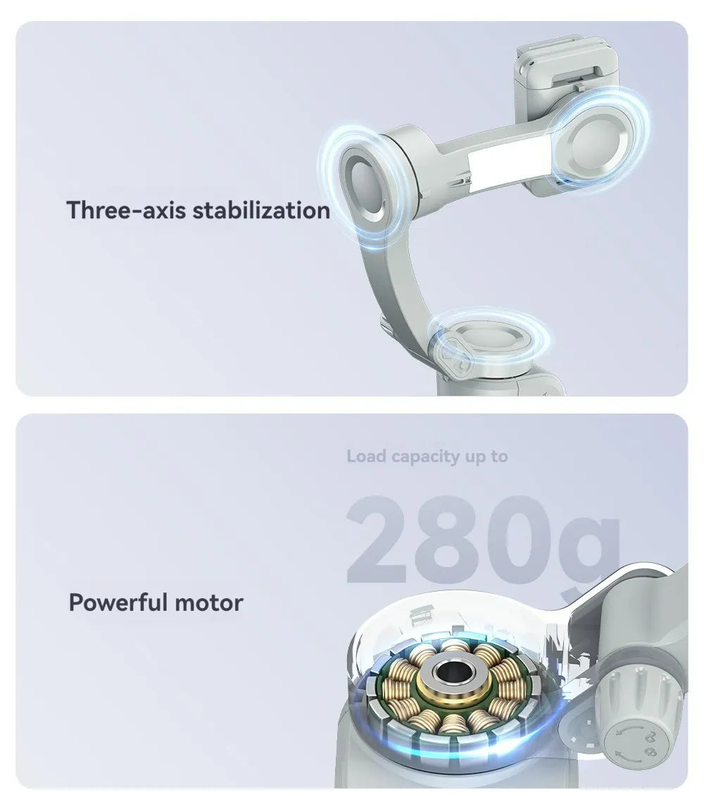 Gimbal Estabilizador TOKQI M01 de 3 Ejes con Luz LED y Trípode