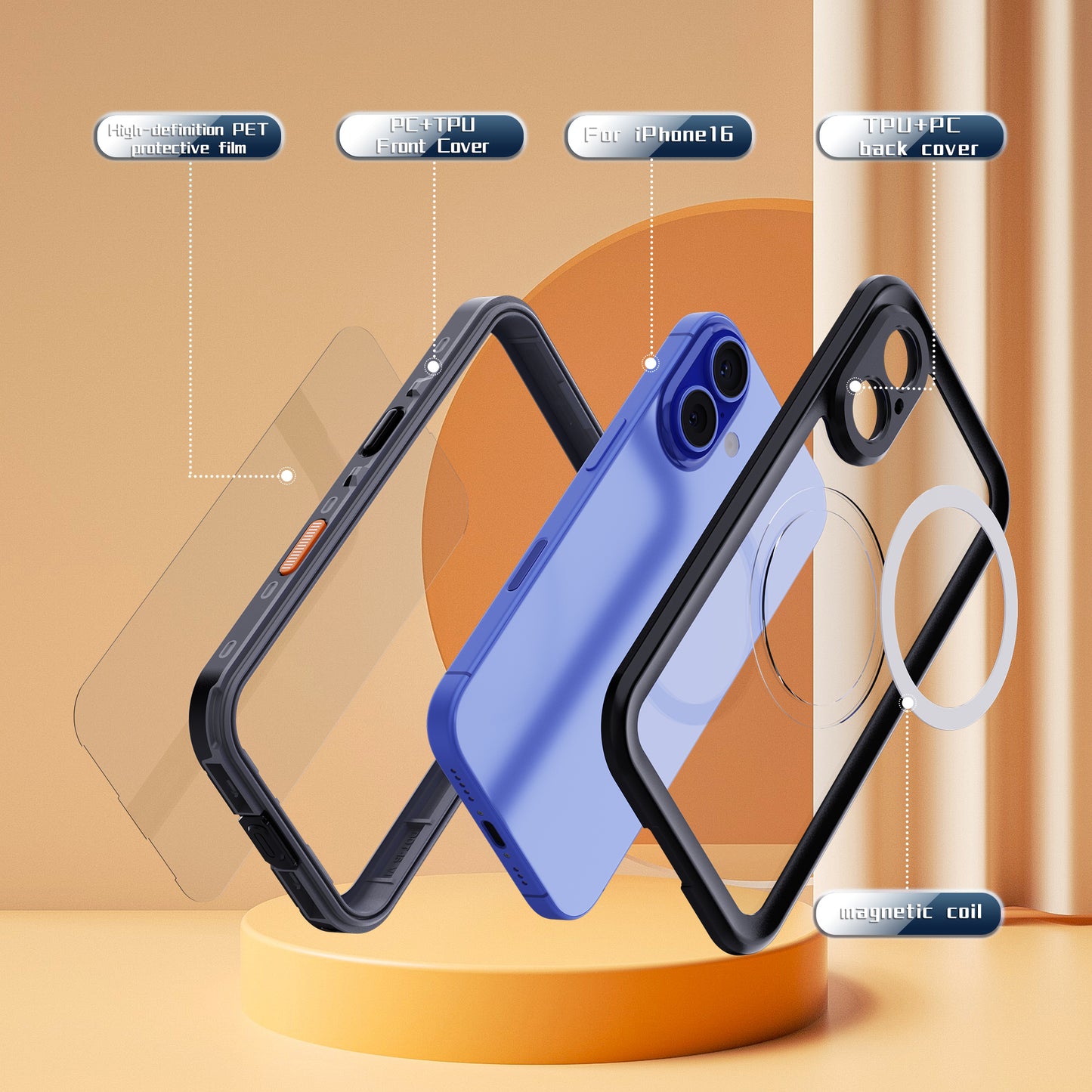 Forro iPhone 16 Shellbox Modelo (DOT)