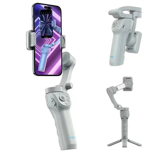 Gimbal Estabilizador TOKQI M01 de 3 Ejes con Luz LED y Trípode